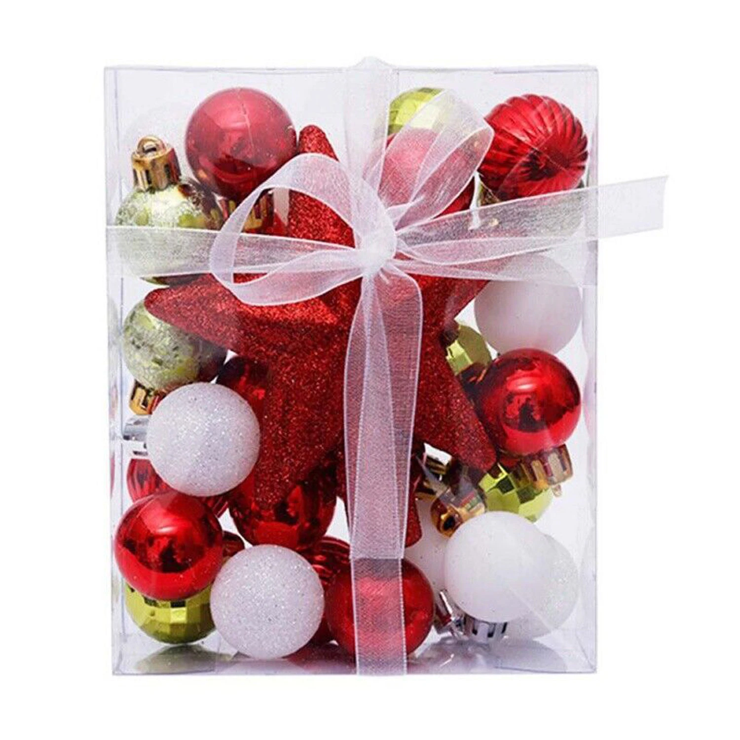 30Pcs Red Green White Christmas Tree Xmas Balls Decorations Baubles Wedding Party Ornaments