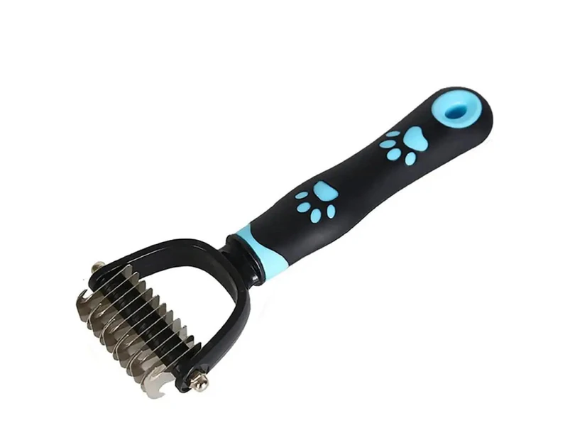 Double-Sided Ergonomic Handle Undercoat Dematting Grooming Comb For Dogs