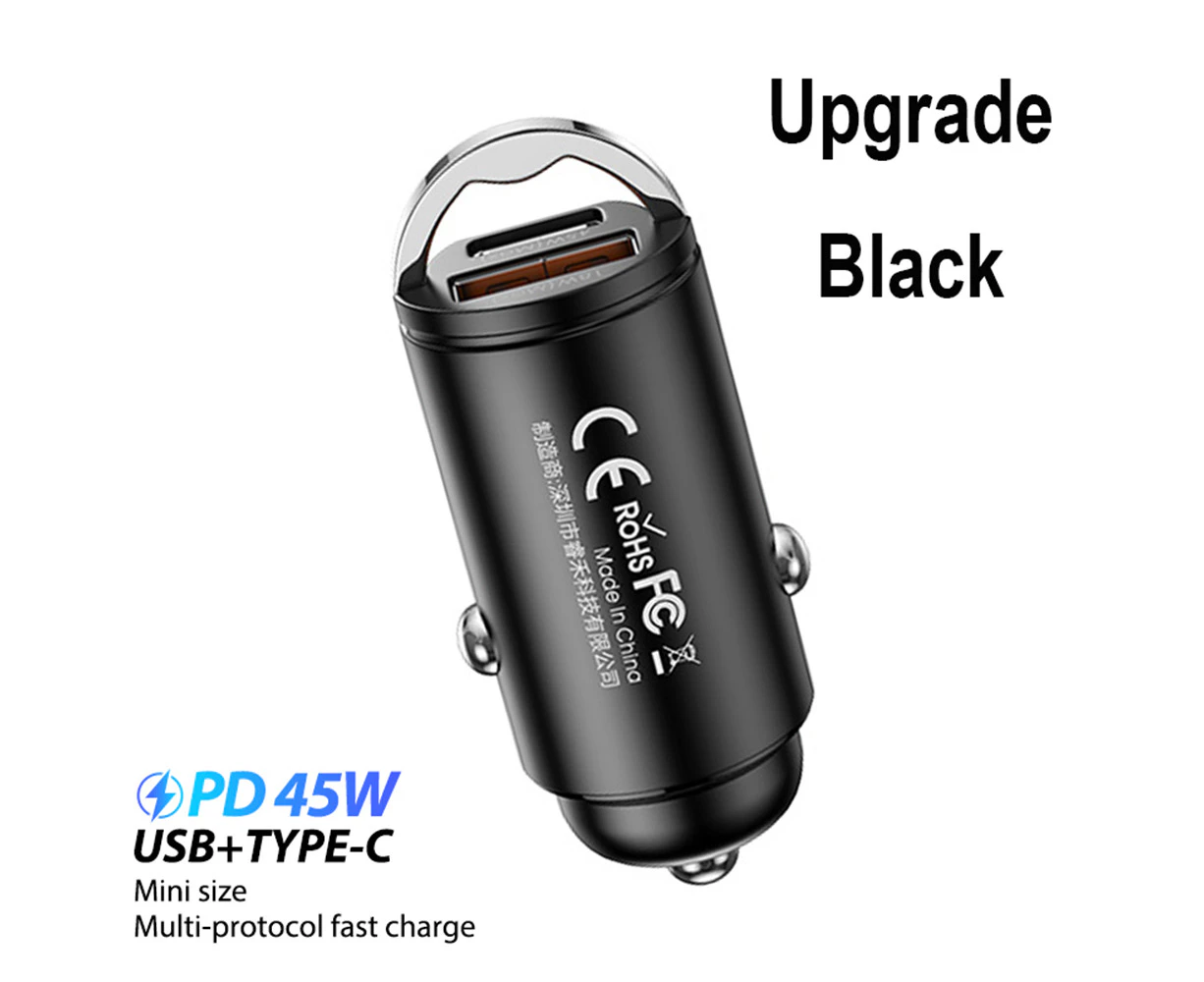 Type C Car Charger USB Fast Charging with Dual Port- black