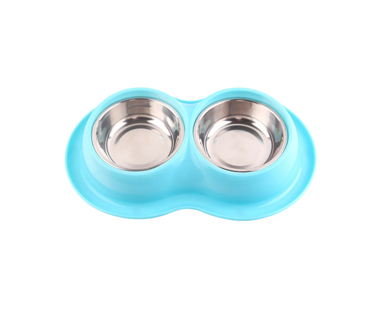 Pet stainless steel double bowl pet dog bowl tableware cat anti-antworm cat bowl-pink