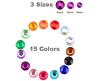 1800 Pieces Face Gems Self-adhesive Rhinestone Stickers For Crafts Body Nail Makeup Festival, 3mm 4mm 5mm With 15 Colors
