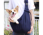 Pet Sling, Dog Sling Carrier Adjustable Padded Strap Tote Bag Breathable Cotton Shoulder Bag Front Pocket Safety Belt Carrying Cat Puppy  Blue