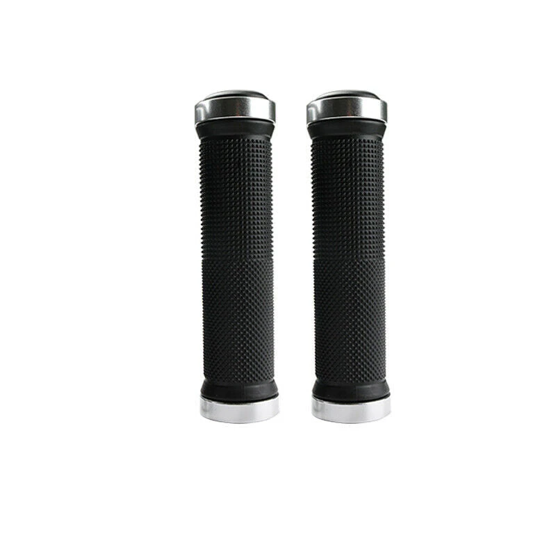 Double Locking HandleBar Grips Aluminum alloy sleeve Mountain Bike Cycle Bicycle - silver