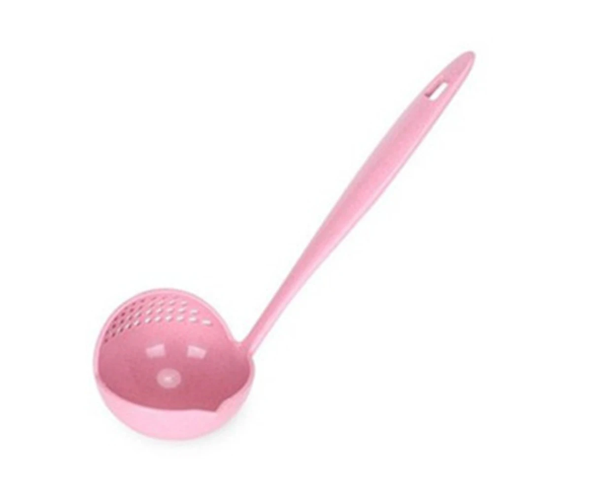 Silicone Ladle 2 In 1 Plastic Straining Ladle Soup Pan Spoon with Filter Strainer Kitchen Dinnerware Cooking Tools Soup Ladle-Nordic pink