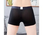 Men Boxers U Convex Breathable Stretchy Mid Waist Thin Anti-septic Squeeze Hand Print Men Underpants for Daily Wear - Black