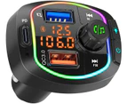 Car Bluetooth FM Transmitter, Radio Adapter Smart Charger, LED Backlight, Siri Google Assistant