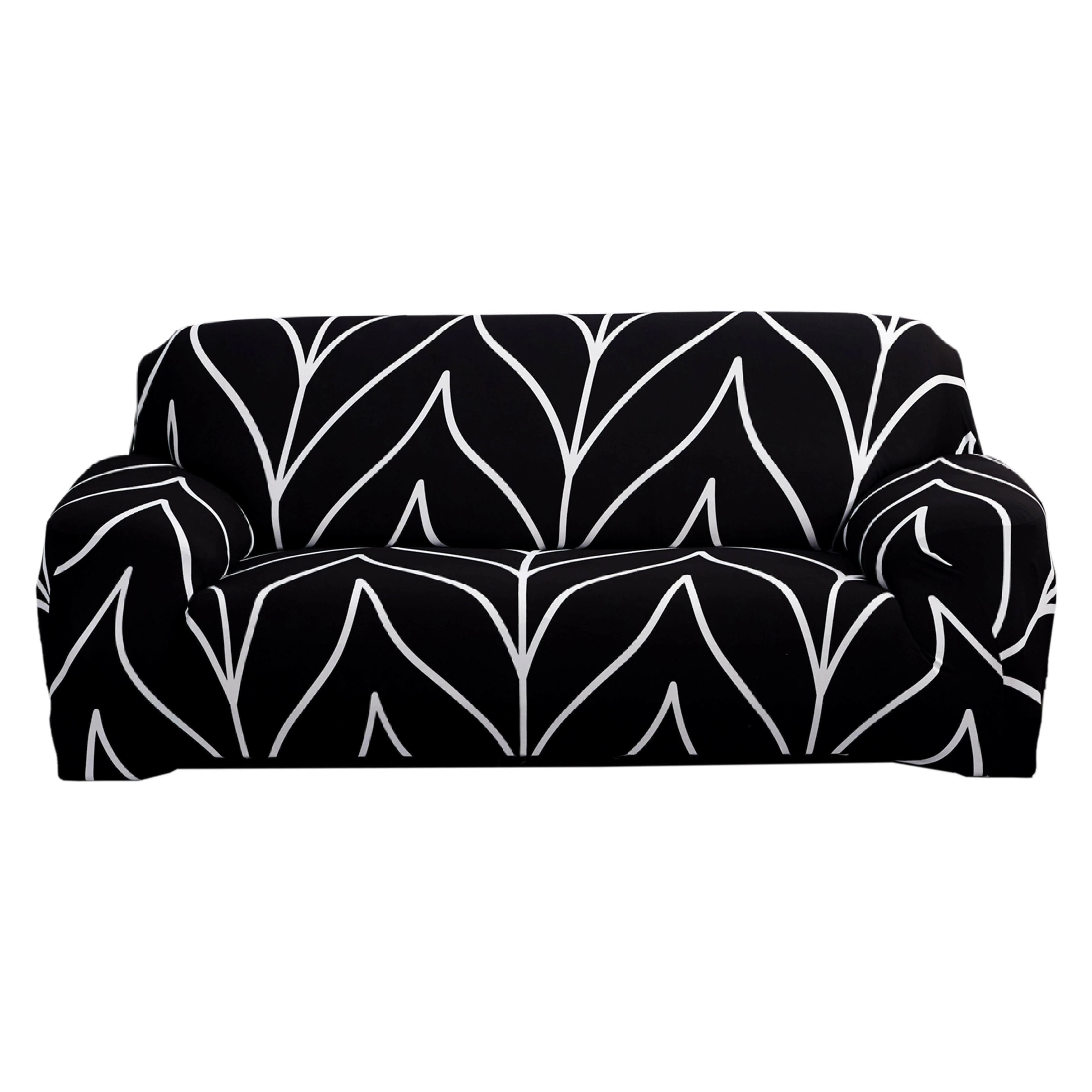 Hyper Cover Stretch Sofa Cover with Patterns Black Tone