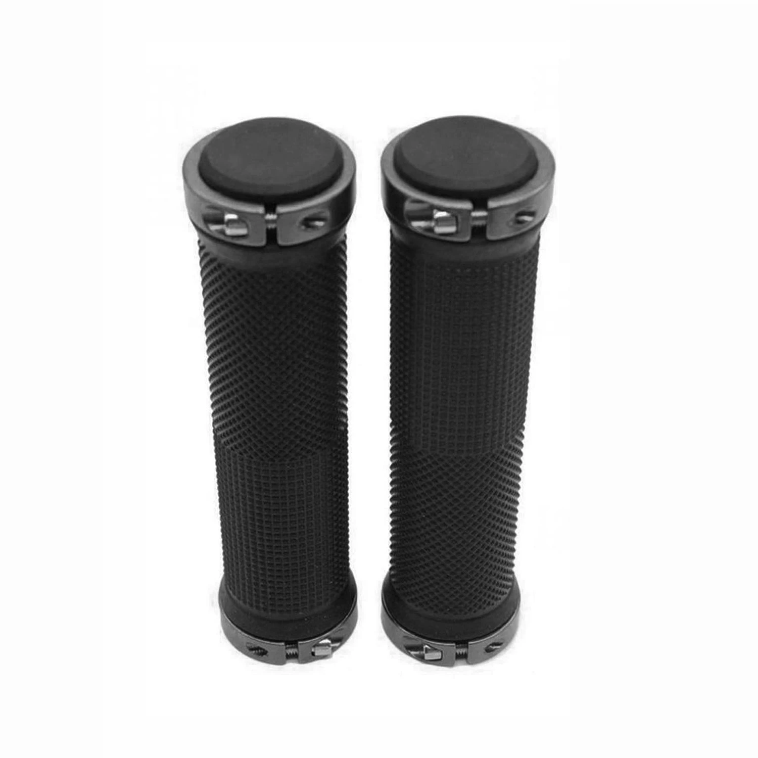 Double Locking HandleBar Grips Aluminum alloy sleeve Mountain Bike Cycle Bicycle - black