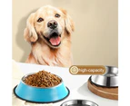 blue--Stainless Steel Dog Water Bowl for Pets Feeder Bowls with Rubber Base 2 Pack