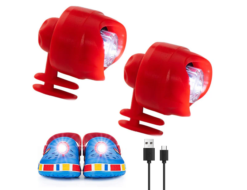 Biwiti 2 Pcs 3 Kinds of Light Modes LED Light Waterproof Shoes Lights Charms -Red