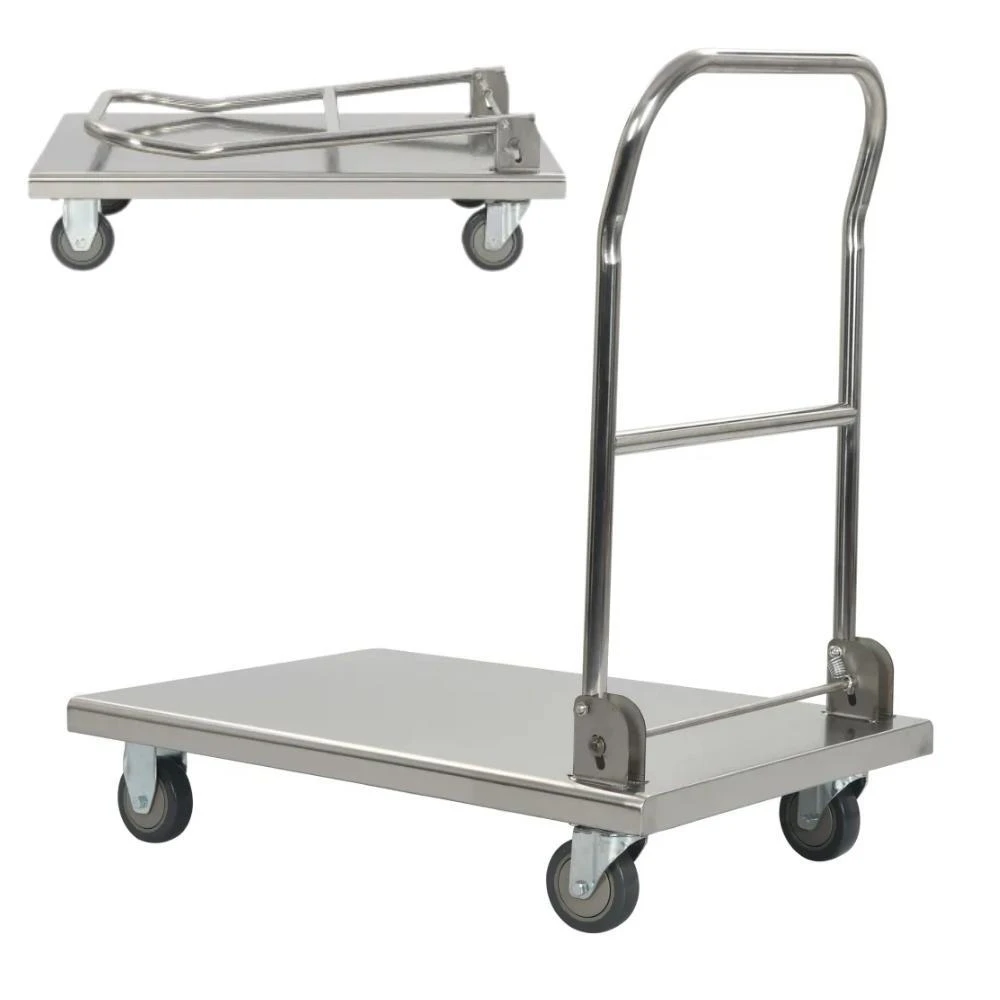 Stainless Steel Platform Trolley Wagon Cart Foldable Hand Truck 200kg Folding