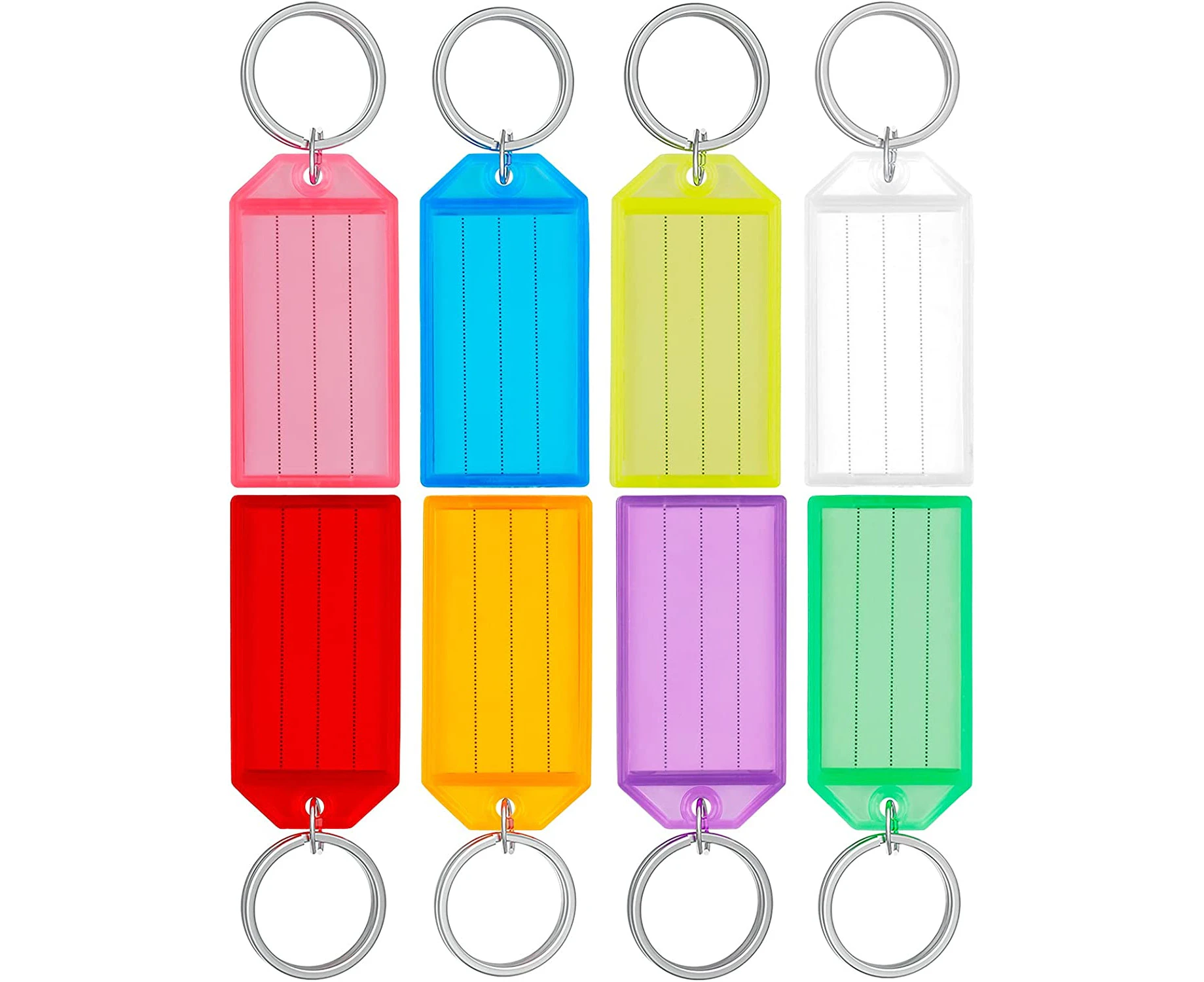 Keychain，40Keychain-,40 Pack Heavy Duty Plastic Key Fobs With Split Ring Tag Window, Assorted Colors