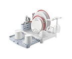 Stainless Steel Dish Drying Rack with Extendable Drip Tray for Kitchen