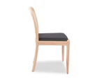 Vika Rattan Dining Chair Natural Frame Black Upholstered Seat