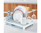 Stainless Steel Dish Drying Rack with Extendable Drip Tray for Kitchen