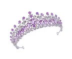 Women Wedding Crown Zinc Alloy Exquisite Rhinestone Bride Crown Hair Accessories For Prom Costume Party Silver And Purple