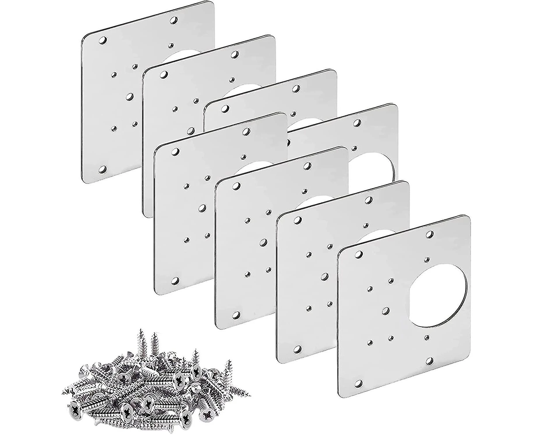 8 Pieces Cabinet Hinge Repair Plate With Hole, Hinge Repair Kit Cupboard Hinges With Hole And 32 Fixing Screws Hinge Repair Kit For Wood, Furniture,S