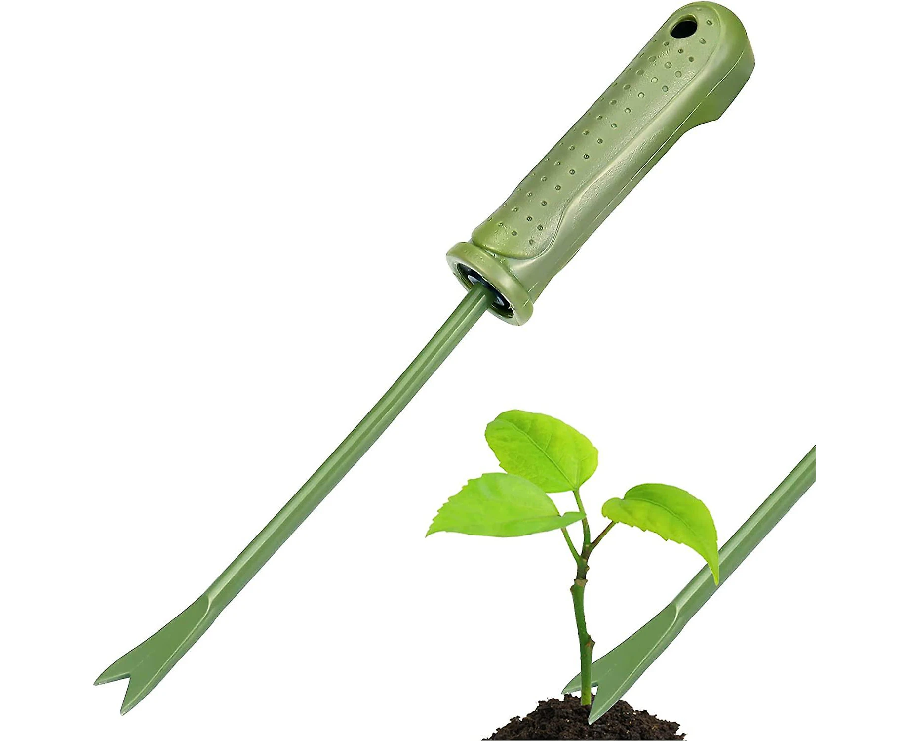 Upgraded Hand Weed Remover Tool Long Handle Garden Weed Puller Dandelion Weeders Manual Root Weeding Fork V-shape Weed Puller Remover Transplanting Di