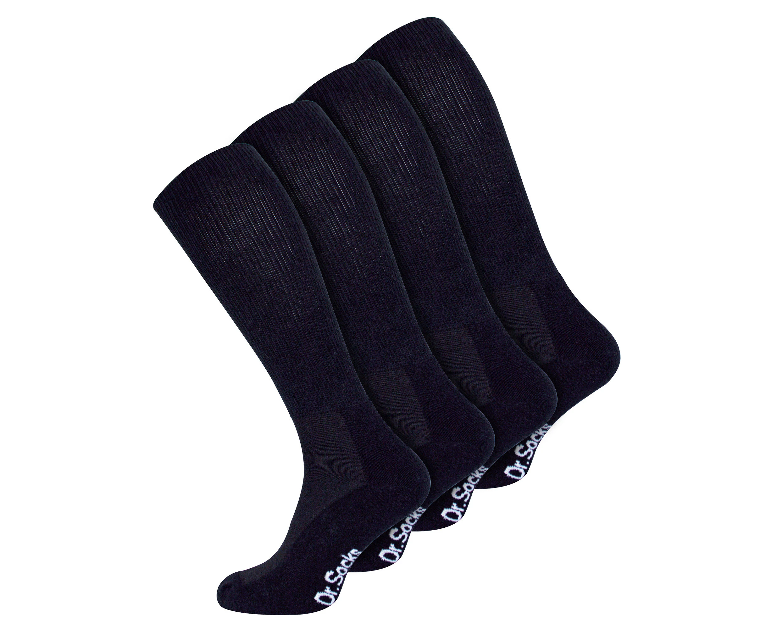 Mens Knee High Diabetic Socks | Dr.Socks | Extra Wide Loose Long Bamboo Socks for Swollen Legs - Black - Black