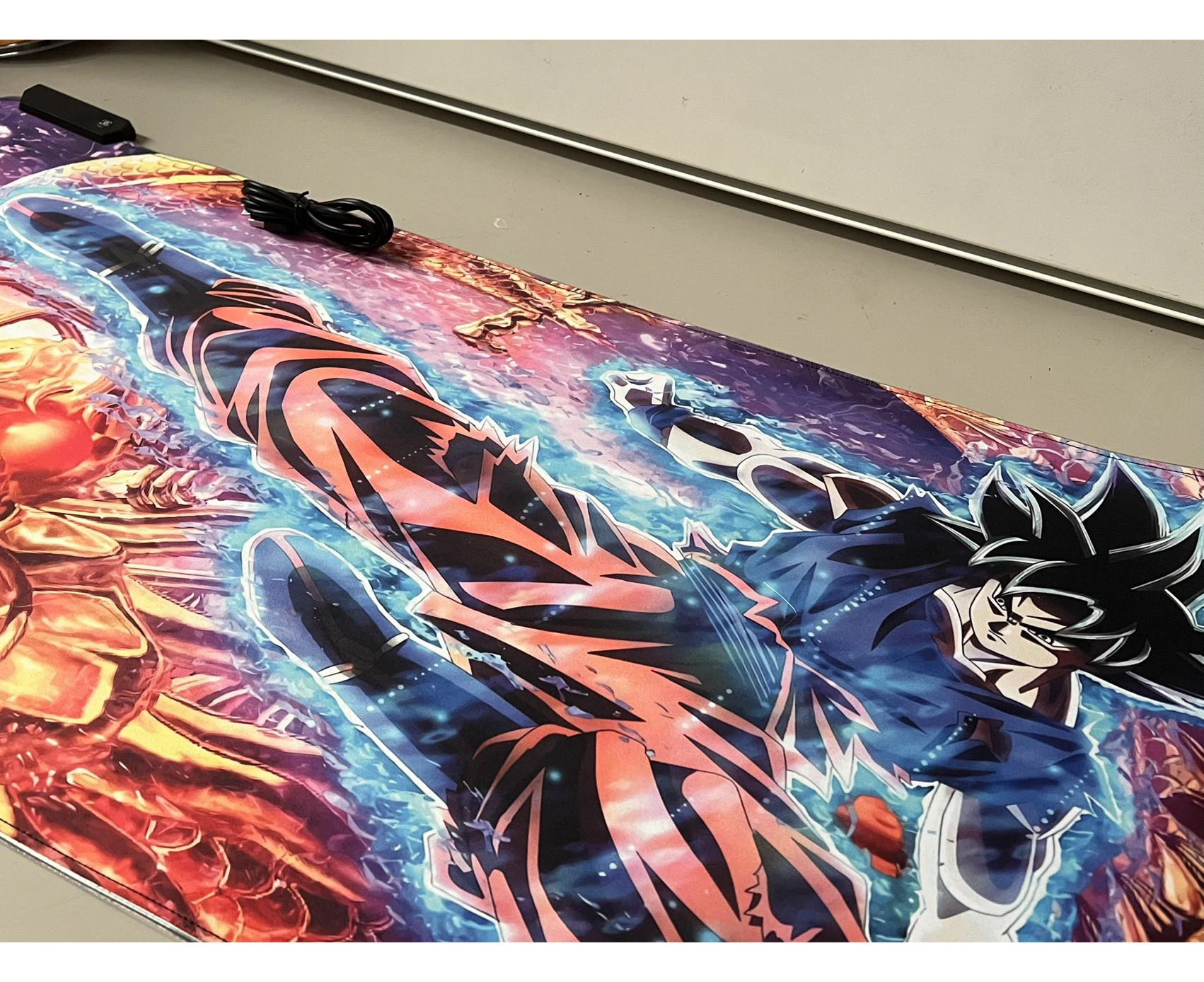 Premium LED RGB Gaming Mouse Pad Rubber Keyboard 800mm Goku