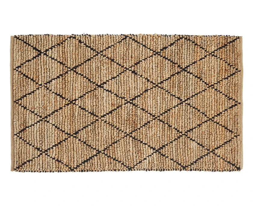 Anant Black and Natural Diamond Jute Rug