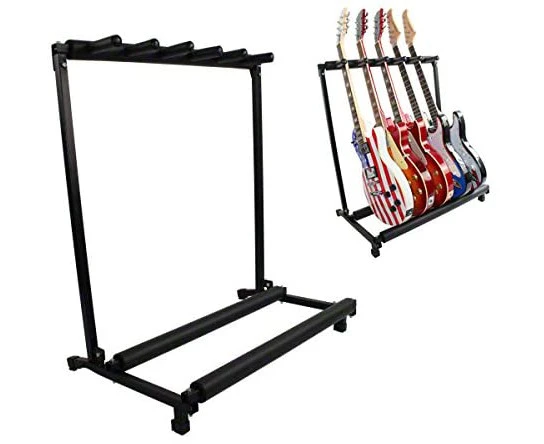 5 Guitar Stand Multiple Five Instrument Display Rack Folding Padded Organizer Electric Or Acoustic