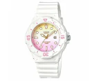 Casio LRW 200H 4E2 White with Yellow & Pink Dial Women's 100m Analog Sports Watch