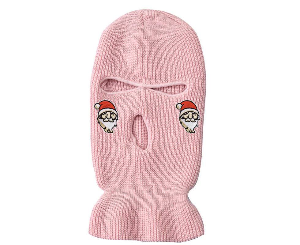 GEERTOP 3-Hole Knitted Full Face Cover Colored Ski Winter Balaclava Wool Hat-Christmas Pink