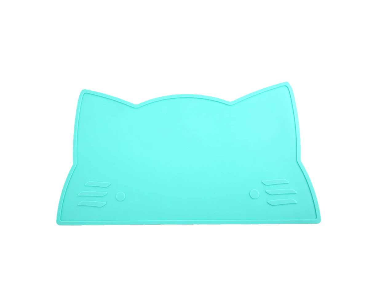 Cat Food Mat, Silicone Waterproof Non Slip Pet Mat, Raised Edge Cat Feeding Mat