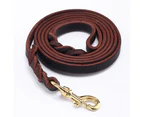 Leather Dog Training Leash with Strong Hook, Heavy Duty Handmade Dog Leash for Large, Medium and Small Dogs 1.2 wide,Brown,copper