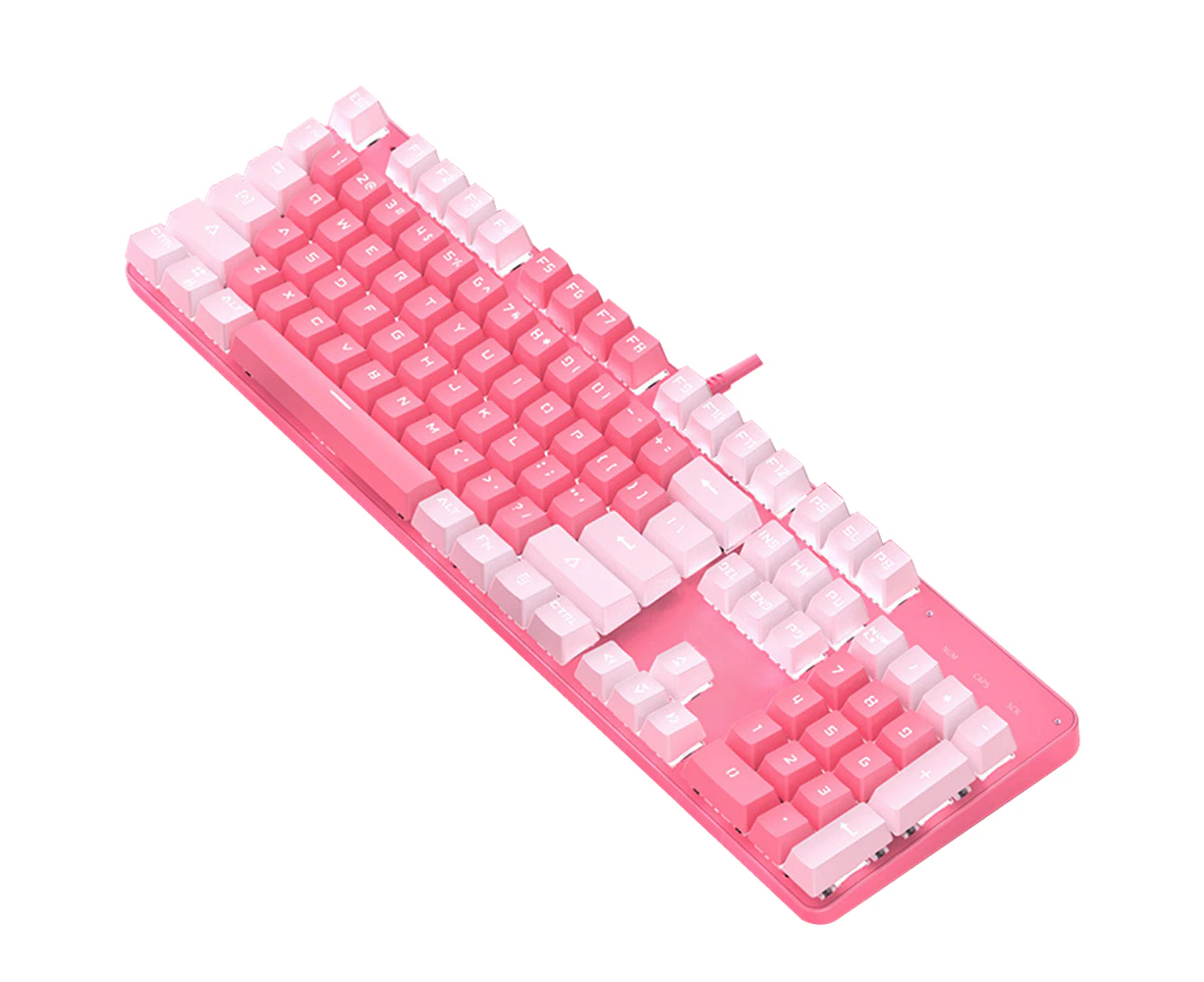 Real Mechanical Keyboard Cute Girl Heart Pink 104 Keys Led Backlit Gaming Keyboard for Gaming and Typing,Compatible for Mac/PC/Laptop