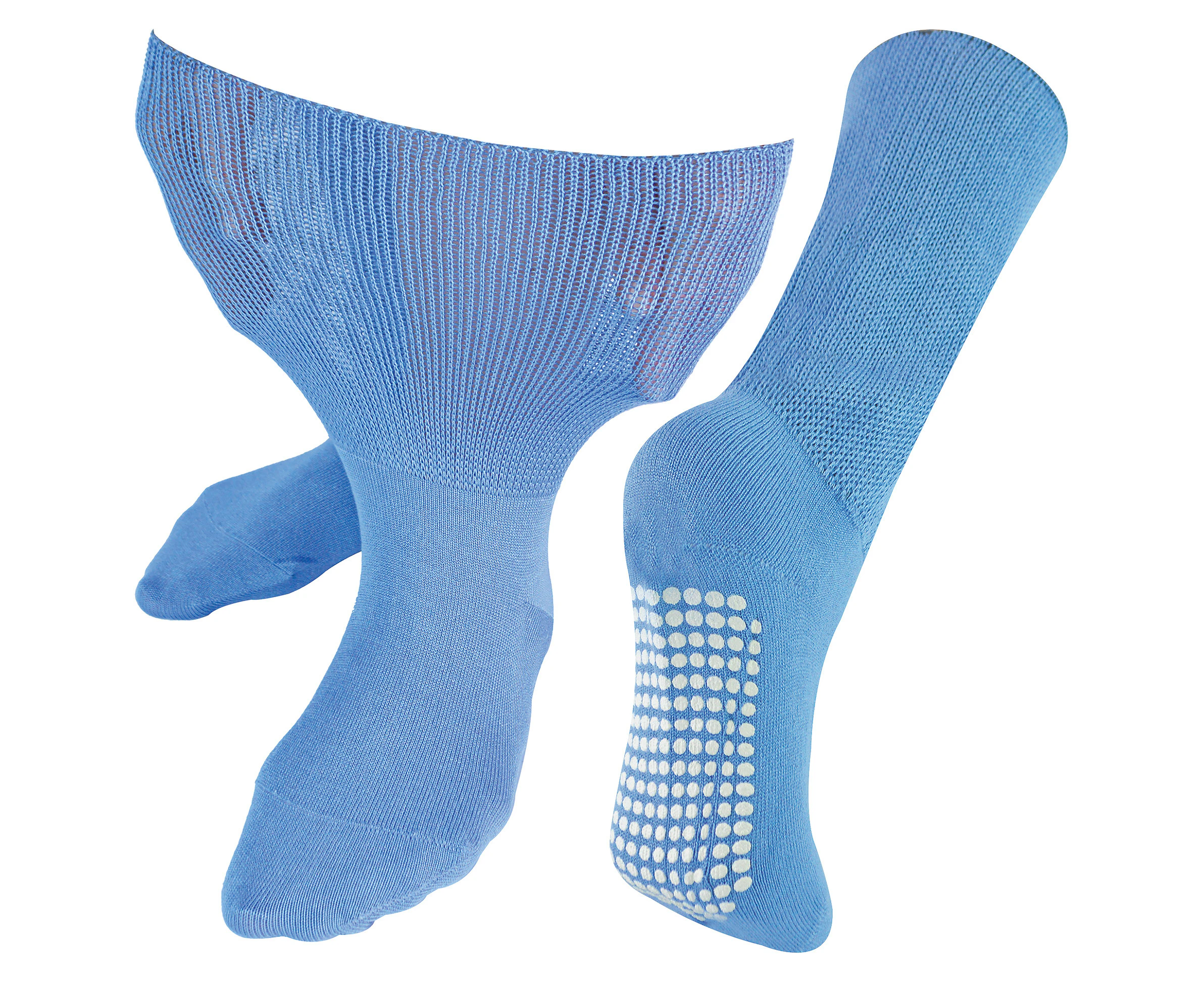 Extra Wide Oedema Socks with Non Slip Grips | Dr.Socks | Mens & Ladies | Bamboo Slipper Socks with Grippers for Swollen Legs Ankles & Feet - Blue - Blue