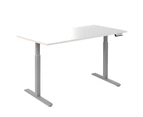 Desky Single Sit Stand Desk - White / Grey Standing Computer Desk For Home Office & Study