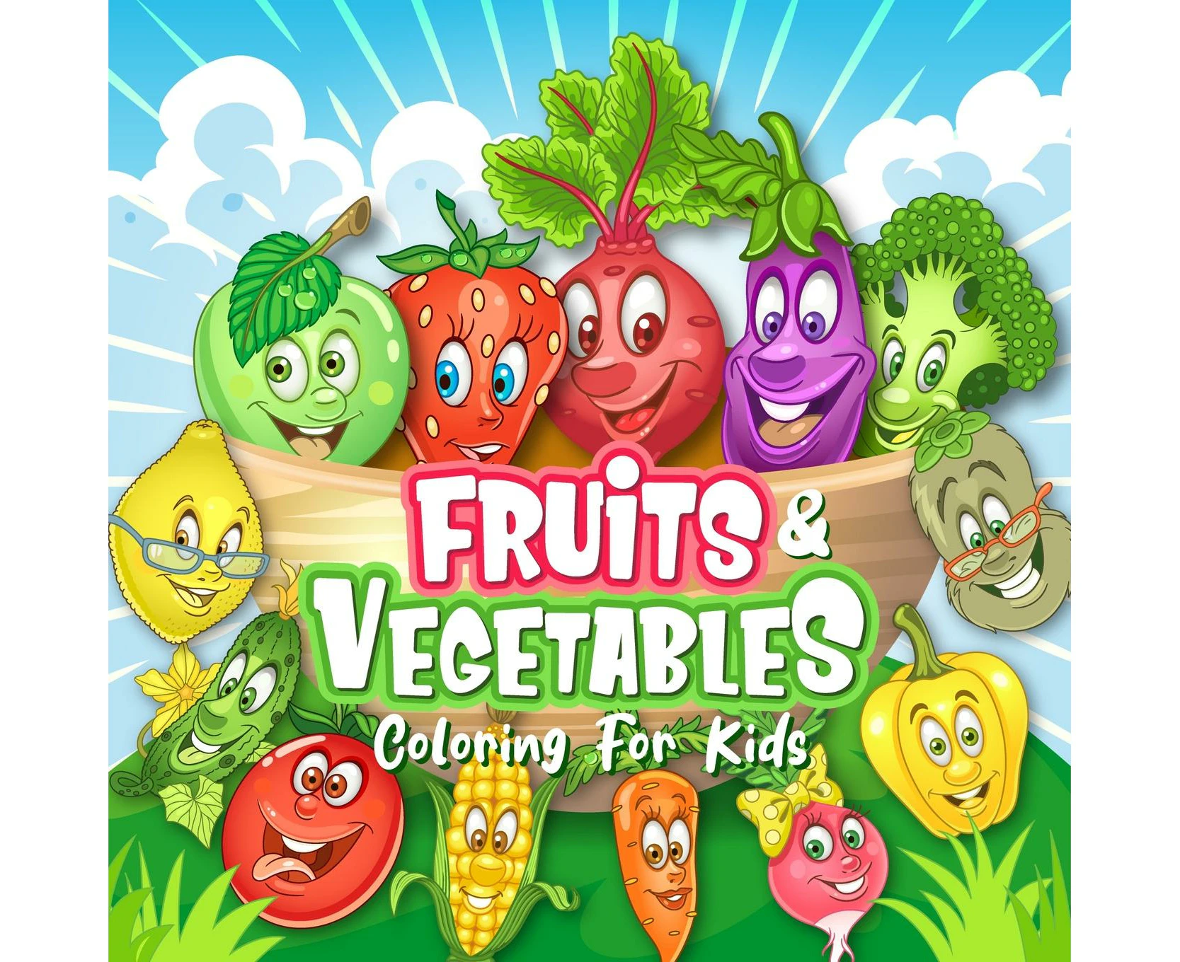 FRUITS  VEGETABLES Coloring Book for Kids by Oliver Brooks