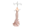 Mannequin Ring Hanging Tower Long Bodycon Dress Strapless Mannequin Earring Display Tower Pink