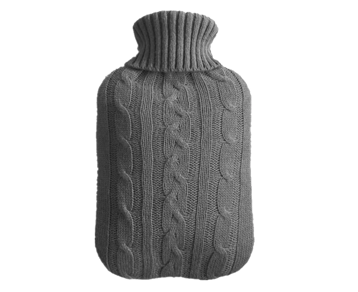 Rubber Hot Water Bottle With Cover Knitted Transparent Hot Water Bottle,Dark Gray