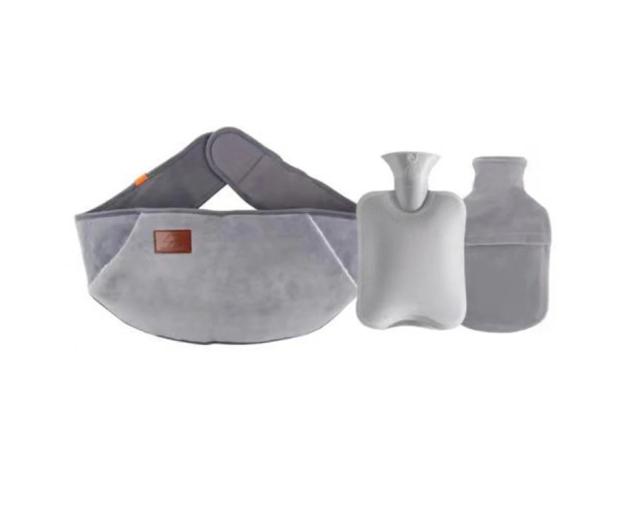 Hot Water Bottle With Waist Cover, Cartoon Warm Water Bag,Upgrade The Skin Gray- 【Three-Piece Set】