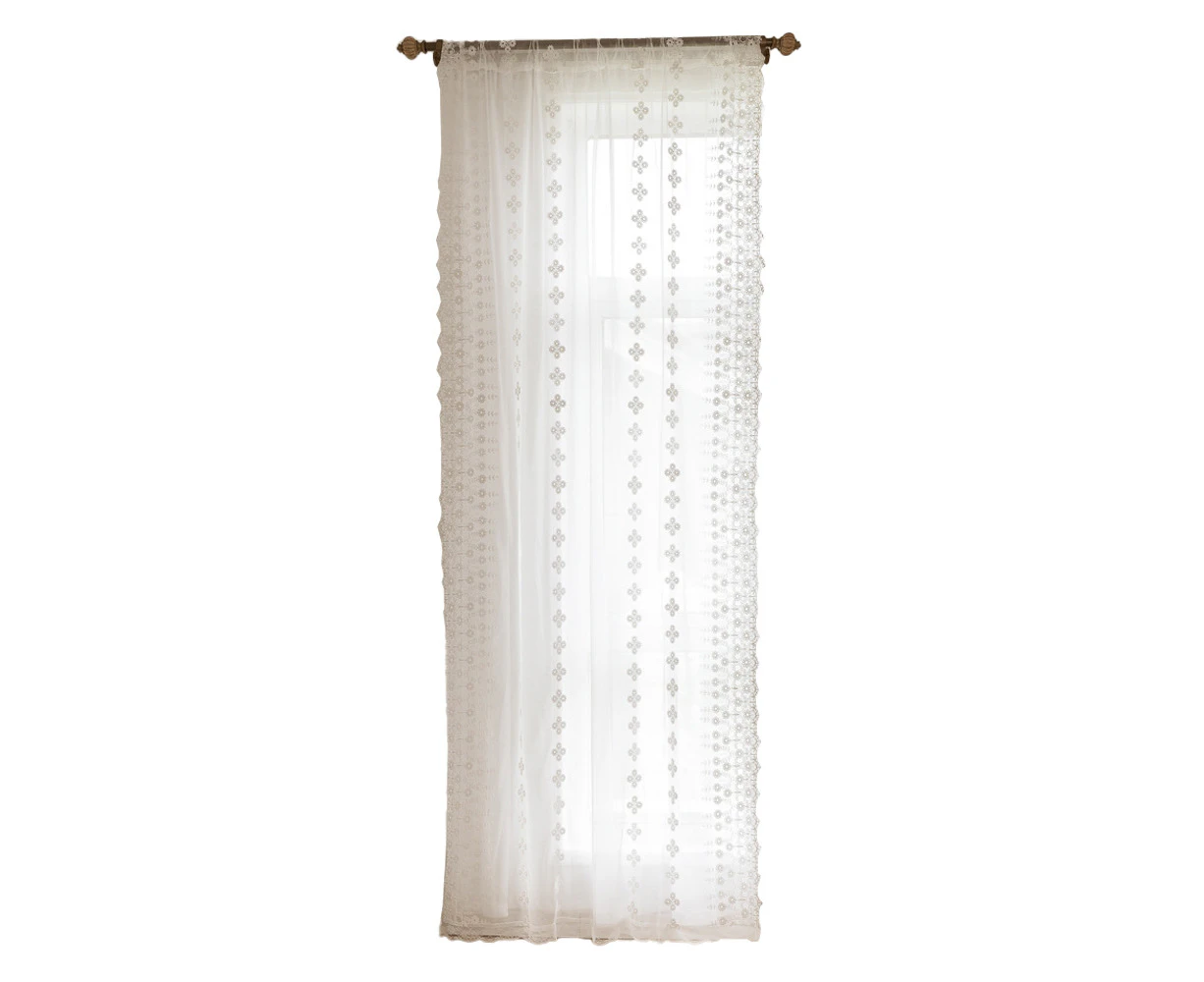 White Tulle Curtains, Embroidered Transparent Translucent Bedroom Tulle Curtains