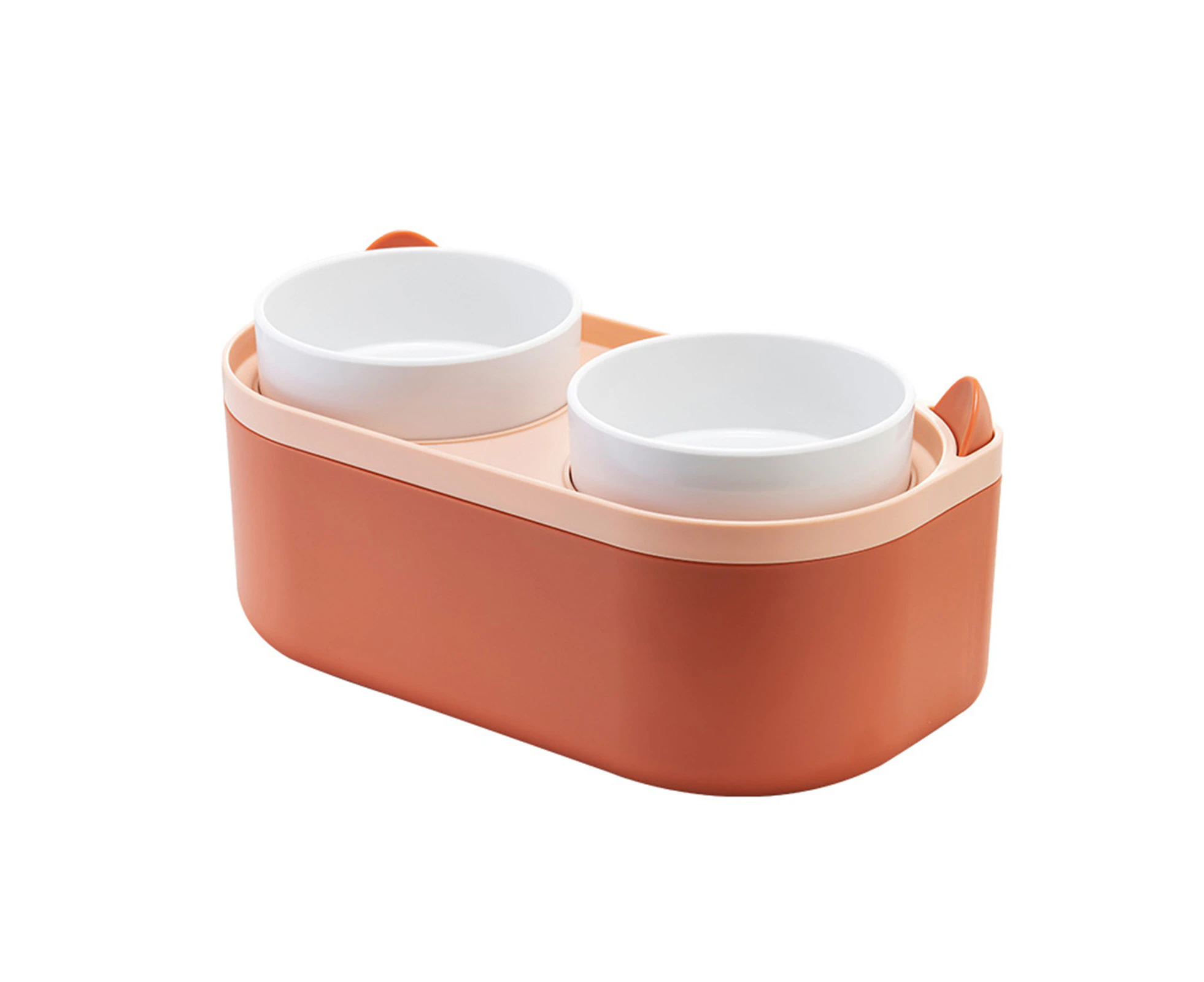 Gotofar Double Dog Bowl Elevated Base Anti-overturning Feeding Dish Dog Food Water Feeding Bowls Pet Supplies - Orange