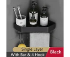 Bathroom Shelf Corner Space Aluminum Bathroom Triangle Basket Shower Room Storage Rack Wall Mounted Black/Matte/Grey—double grey only