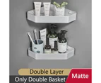 Bathroom Shelf Corner Space Aluminum Bathroom Triangle Basket Shower Room Storage Rack Wall Mounted Black/Matte/Grey—double grey only