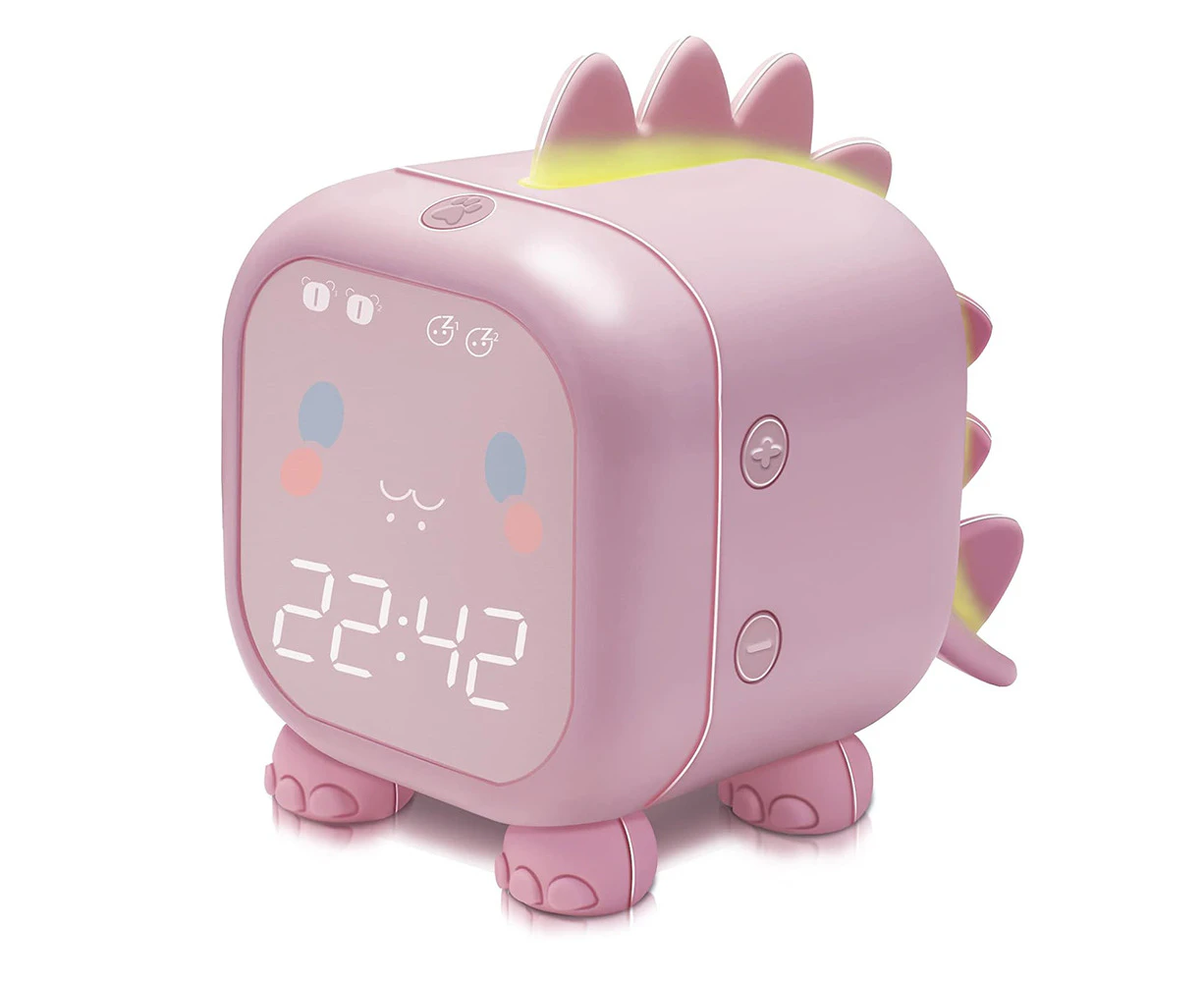 Fun dragon alarm clock, intelligent timekeeping children's electronic clock,pink