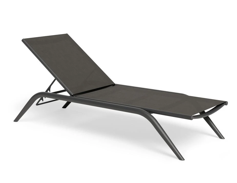 Minori Sun Lounge Matt Charcoal aluminium with Dark Grey Plexus Mesh