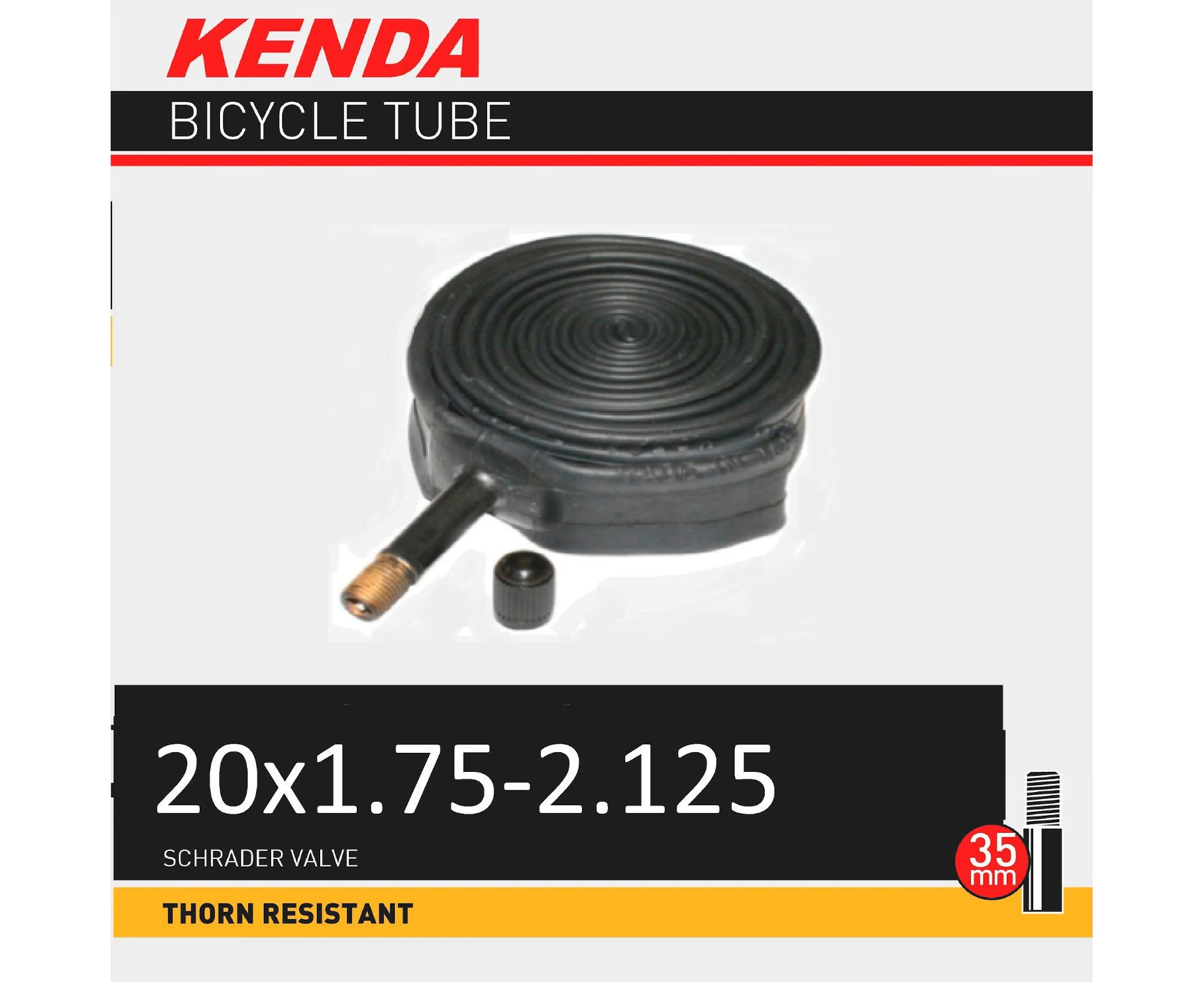 Kenda 20x1.75/2.125" 35mm Thorn Resistant Schrader Valve Tube