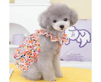 ishuif Pet Summer Dress Lace Collar Soft Texture Comfortable Pet Dog Puppy Floral Print Princess Dress Daily Wear-S Red