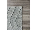 Zig Zag Wave Style Luxury Spotted Grey Wool Rug