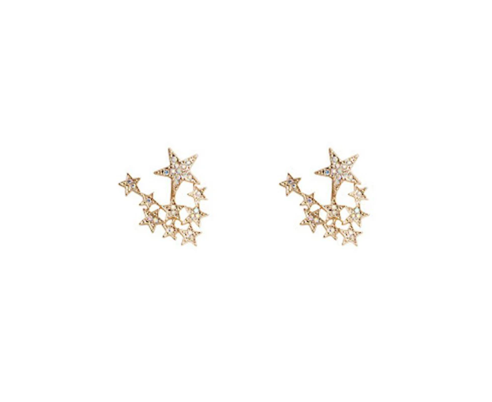 1 Pair Of Starry Ear Studs Silver Pentagram Shaped Earrings Fashion Earbob Women Earrings For Dining Banquet Graduation (golden)