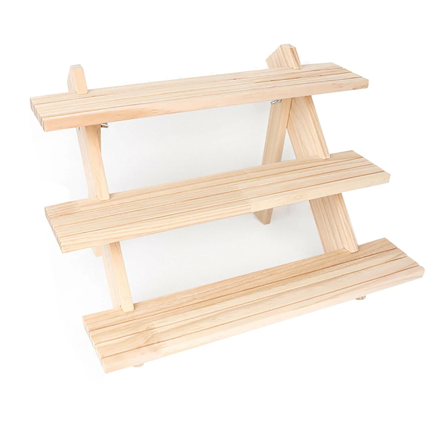 3 Layer Wooden Earring Display Stand Holder Jewelry Necklace Rack Organizer