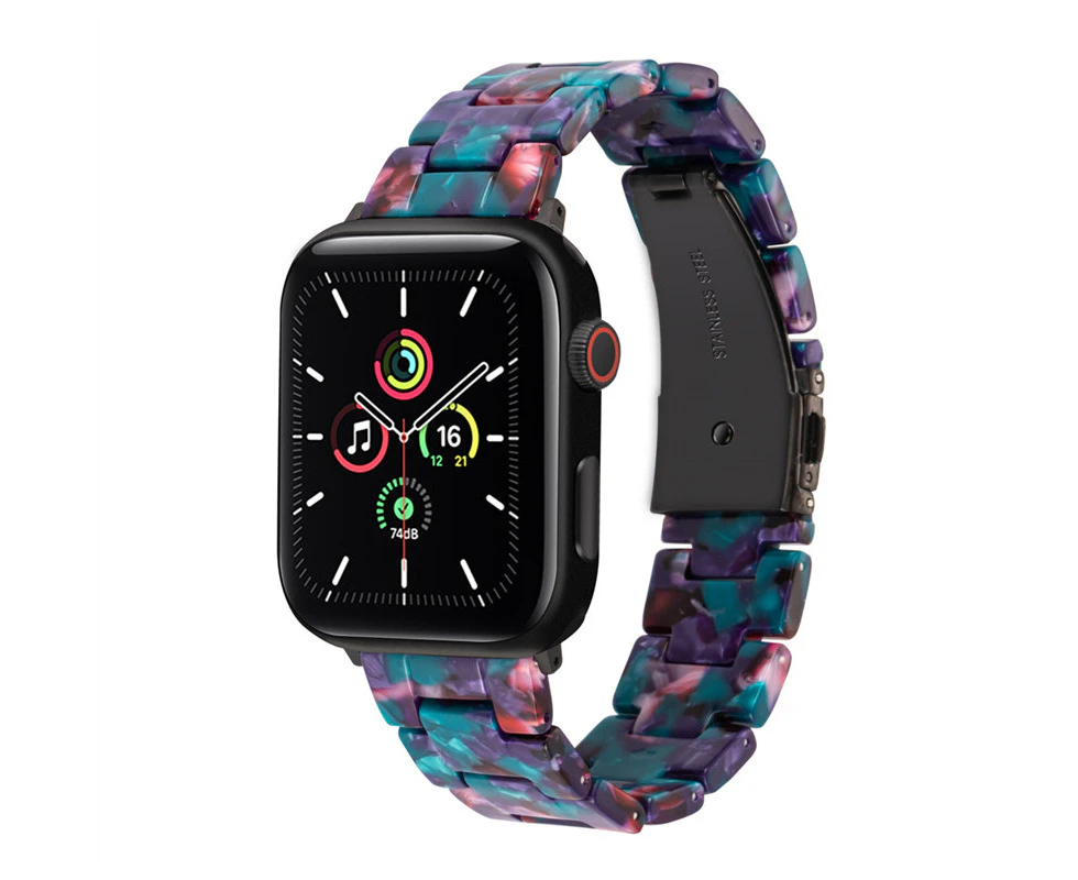 Marge Plus Light Resin Watch Strap With Stainless Steel Buckle For iWatch Series 8 7 6 5 4 3 2 1 SE-ColorfulGreen