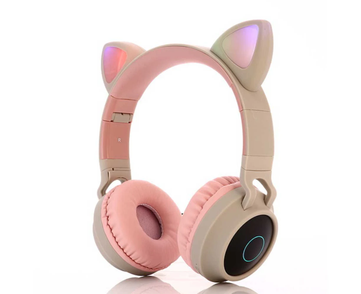 Creative Headphones with Cat Ear Stereo Over-Ear Game Gaming Bass Headset Noise Canceling Headband Earphone,for PC and Android Smartphones BEIGE BEIGE